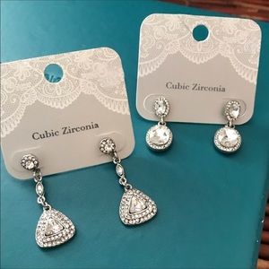 Duo of Charming Charlie Cubic Zirconia Post Earrings NWT. Bundle of two.